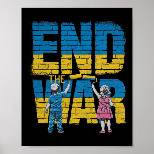 Beendet den Krieg Graffiti Kinder unterstützen Sel Poster (Vorne)