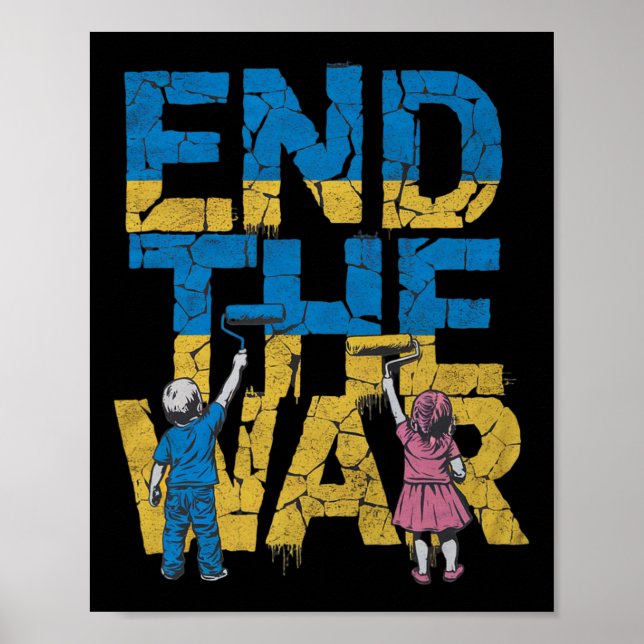 Beendet den Krieg Graffiti Kinder unterstützen Sel Poster (Vorne)