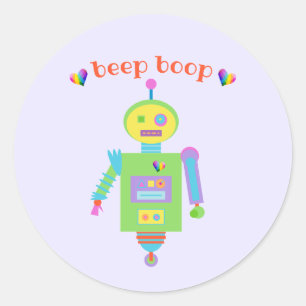Beep Boop Niedlich Robot Runder Aufkleber