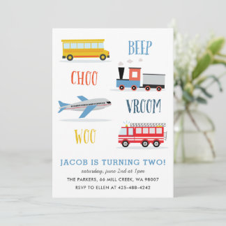 Beep Vroom Woo Airplane Kid's Geburtstagsparty Inv Einladung