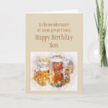 Beer Ale Funny Son Birthday Good Time Card Karte<br><div class="desc">In Erinnerung an einige großartige Zeiten Happy Birthday Son mit Bier und Alkohol trinken</div>