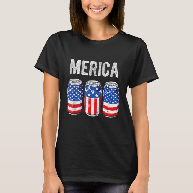 Beer American Flag 4th of July Men Women Merica US T-Shirt (Vorderseite)