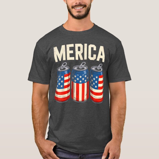 Beer American Flag 4th Of July Merica USA Men Wome T-Shirt (Vorderseite)