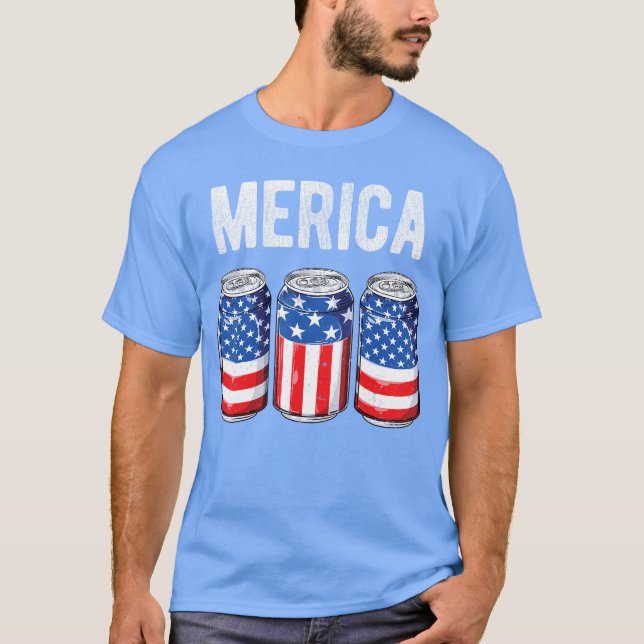 Beer American Flag 4th Of July Merica USA Men Wome T-Shirt (Vorderseite)