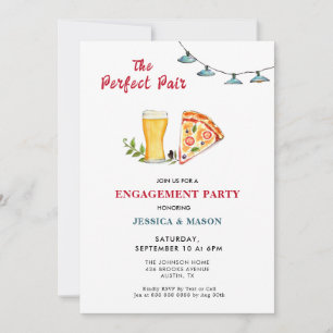 Beer and Pizza Perfect Pair Engagement Party Einladung