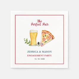 Beer and Pizza Perfect Pair Engagement Party Serviette