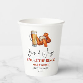 Beer and Wings Before The Rings Couples Shower Pappbecher