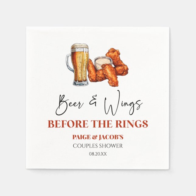 Beer and Wings Before The Rings Couples Shower Serviette (Vorderseite)