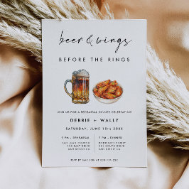 Beer and Wings Before the Rings Rehearsal Dinner Einladung