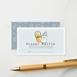 Beer & Baby Bottle Blue Baby Diaper Raffle Ticket Begleitkarte