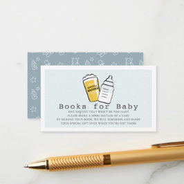 Beer & Baby Bottle Blue Baby Shower Book Request Begleitkarte