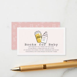 Beer & Baby Bottle Pink Baby Shower Book Request Begleitkarte