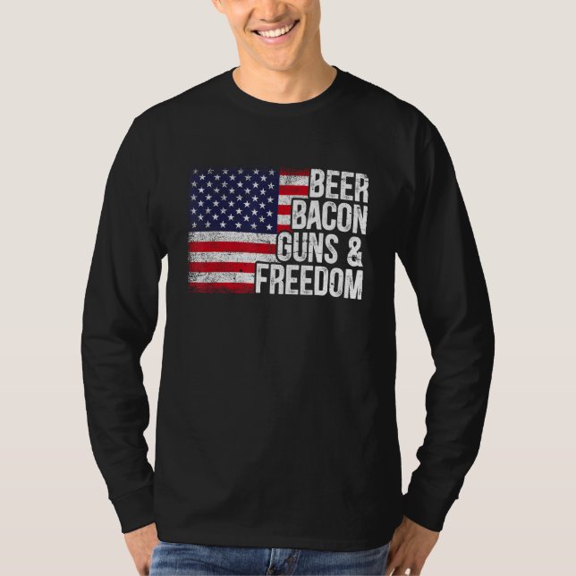 Beer Bacon & Freedom 4th of July Father s Day T-Shirt (Vorderseite)