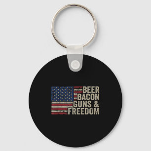 Beer Bacon Guns & Dom - Bbq Vintage Usa Flag D Schlüsselanhänger