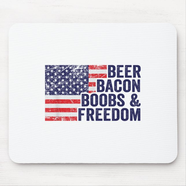 Beer Bacon S&amp; Freedom - Funny US Flag Grillen  Mousepad (Vorne)