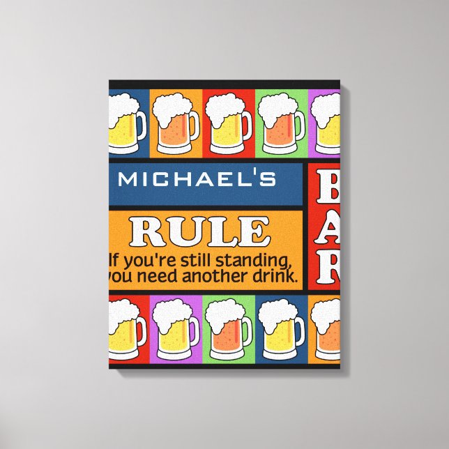 BEER Bar Pop Art INDIVIDUELLE NAME Leinwand (Vorderseite)