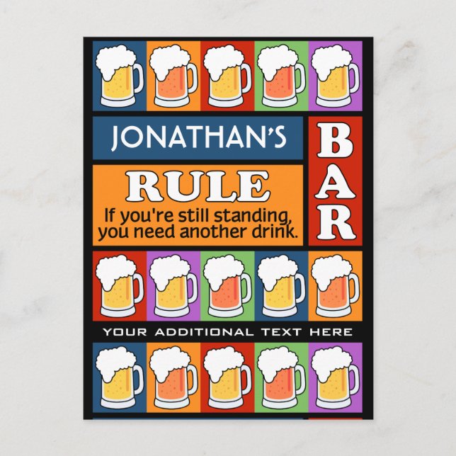 BEER Bar Pop Art INDIVIDUELLE NAME Postkarte (Vorderseite)