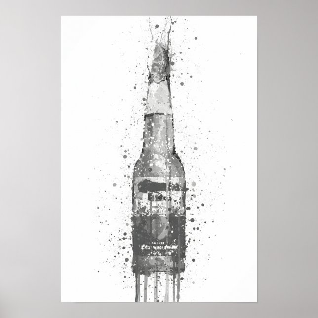 Beer Bottle Wall Art Print 'Lime' Grey  Poster (Vorne)