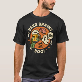 Beer Brains Boo Funny Halloween Beer Lover Design T-Shirt
