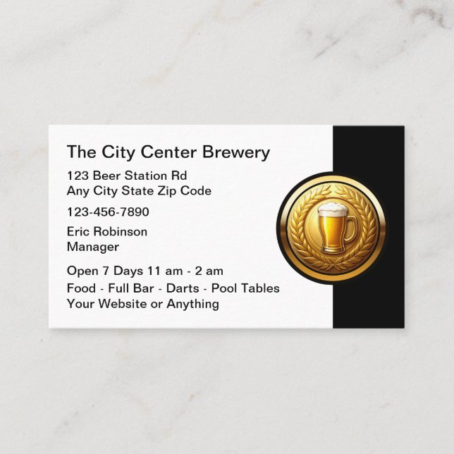 Beer Brewery Bar Classy Business Cards Visitenkarte (Vorderseite)