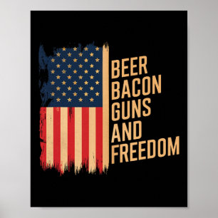 Beer Bycon Guns and Freedom Grillen Men Byrbecue Poster
