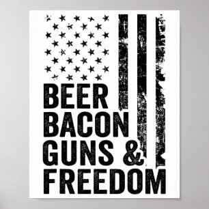 Beer Bycon Guns and Freedom US Grillen American Fl Poster