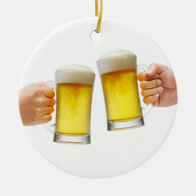 ***BEER CHEERS*** CHRISTMAS ORNANATION KERAMIKORNAMENT (Vorne)