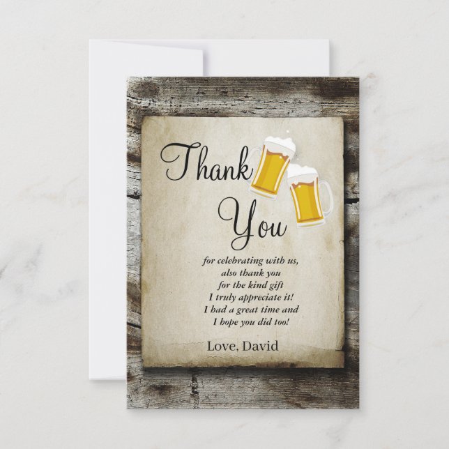beer, cheers rustic country thank you card dankeskarte (Vorderseite)