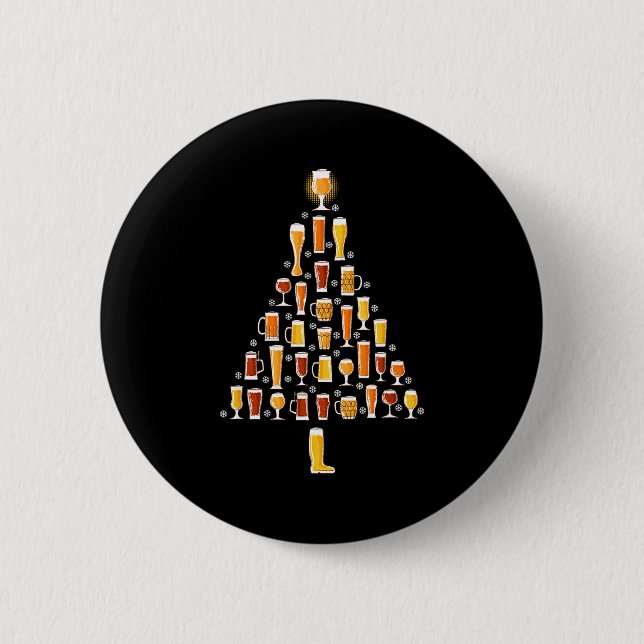 Beer Christmas Tree Men Women Beer Ugly Christmas  Button (Vorderseite)