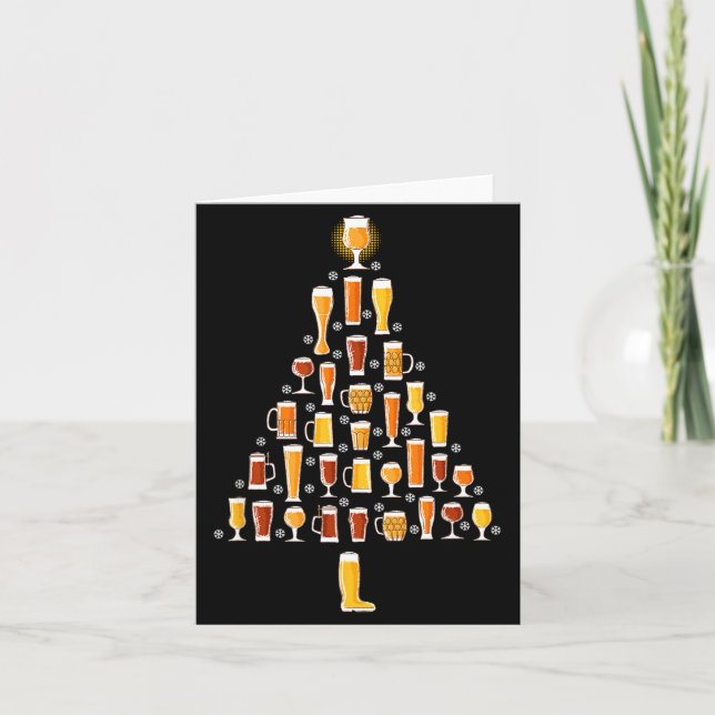 Beer Christmas Tree Men Women Beer Ugly Christmas  Karte (Vorderseite)