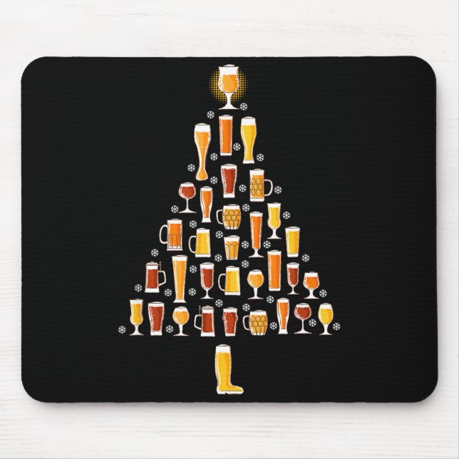 Beer Christmas Tree Men Women Beer Ugly Christmas  Mousepad (Vorne)