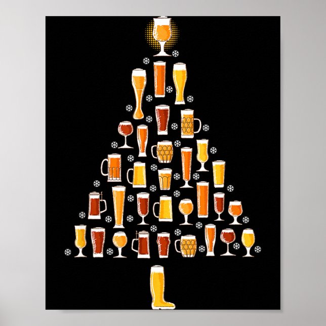 Beer Christmas Tree Men Women Beer Ugly Christmas  Poster (Vorne)