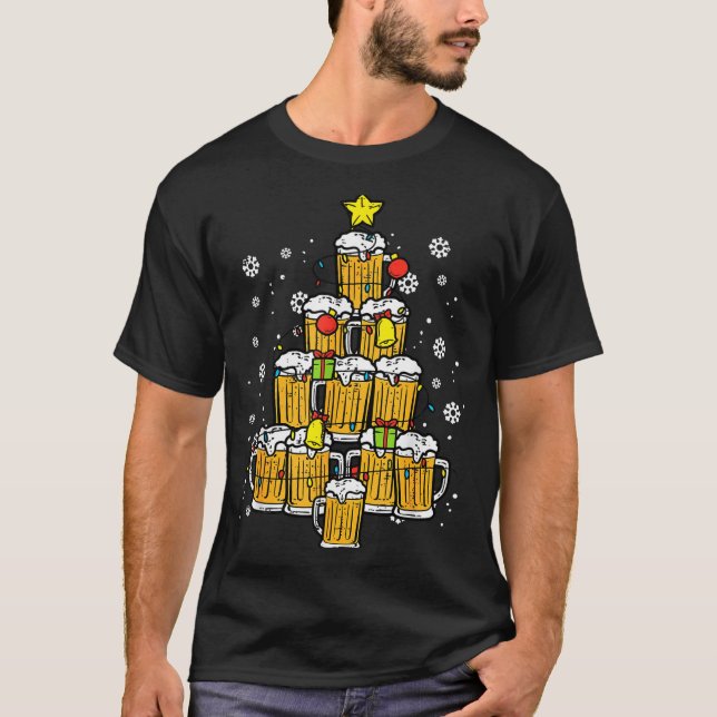 Beer Christmas Tree Xmas Brew Dad Men  T-Shirt (Vorderseite)
