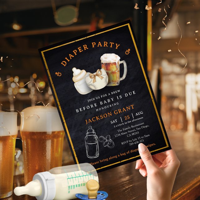 Beer Diaper Party Before Baby Is Due Baby Shower Einladung (Beer Diaper Party Before Baby Is Due Baby Shower Invitation)