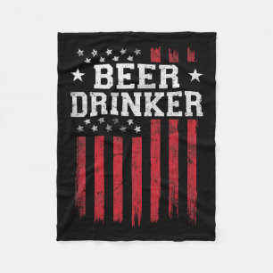 Beer Drinker American Flag Usa Patriot Patriotic Fleecedecke