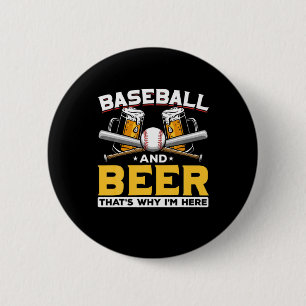 Beer Drinker Baseball Beer Humor Birthday Button