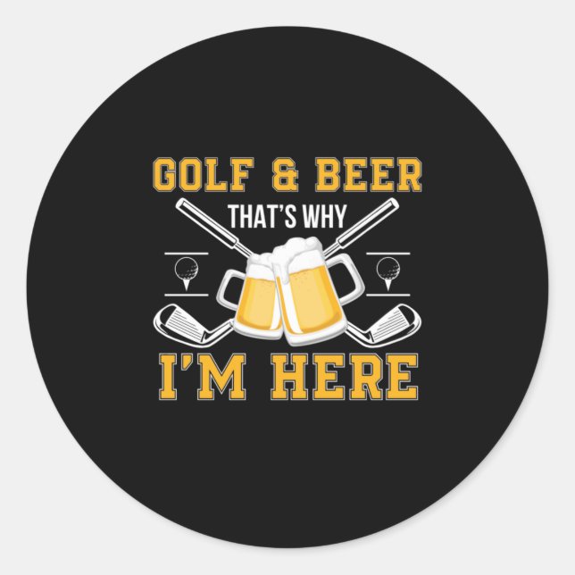 Beer Drinker Golf And Beer Birthday Runder Aufkleber (Vorderseite)