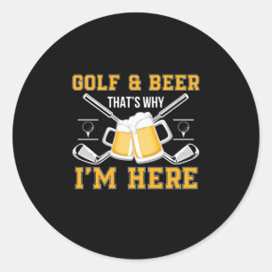Beer Drinker Golf And Beer Birthday Runder Aufkleber