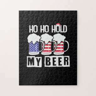 Beer Drinker Ho Ho Hold My Beer USA Birthday Puzzle