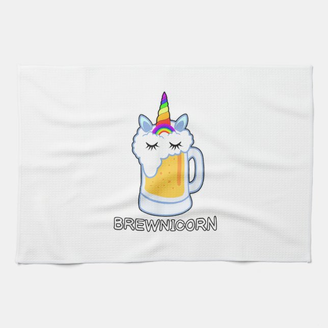 Beer Drinking Brewnicorn Cute Unicorn Party Brew M Geschirrtuch (Horizontal)