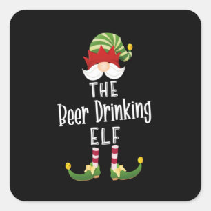 Beer Drinks Elf Gruppe Weihnachten Geburtstag Quadratischer Aufkleber