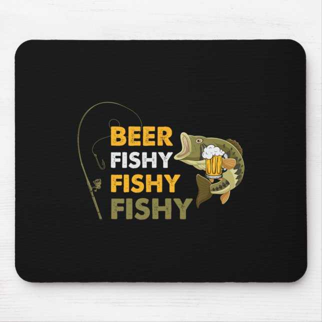 Beer Fishy Fishy Lover Fisherman Retro Vin Mousepad (Vorne)