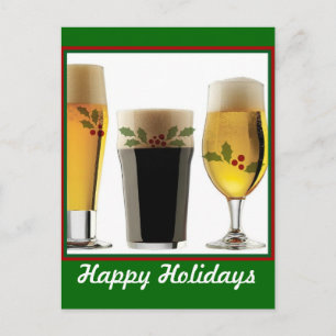 Beer Glasses Holiday Greetings Feiertagspostkarte