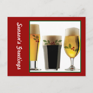 Beer Glasses Holiday Greetings Feiertagspostkarte