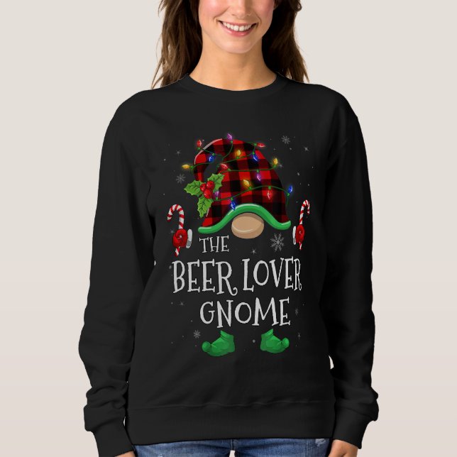 Beer  Gnome Buffalo Plaid Matching Family Christma Sweatshirt (Vorderseite)