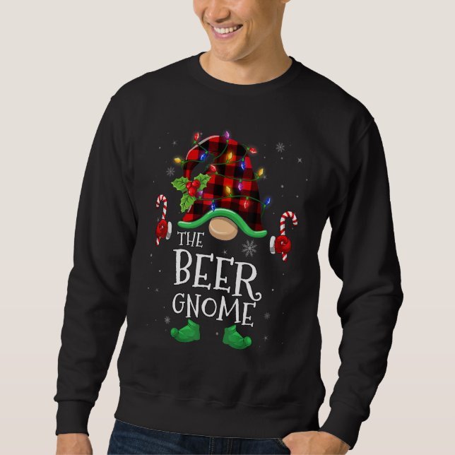 Beer Gnome Buffalo Plaid Matching Family Christmas Sweatshirt (Vorderseite)