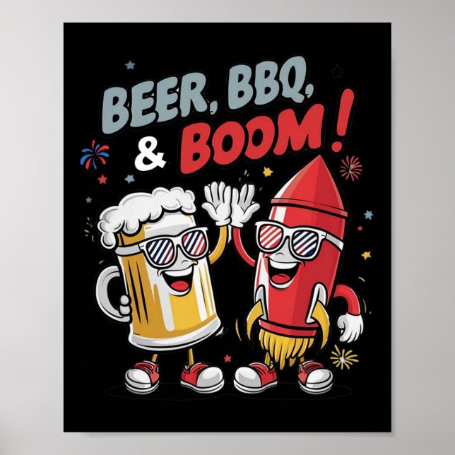 Beer Grillen Boom Funny Party Poster (Vorne)