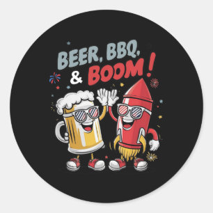 Beer Grillen Boom Funny Party Runder Aufkleber