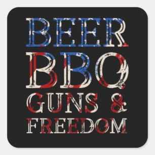 Beer GRILLEN Guns Freedom Quadratischer Aufkleber