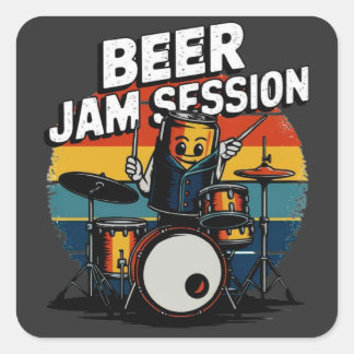Beer Jam Session T - Shirt - Fun Beer Graphic for  Quadratischer Aufkleber